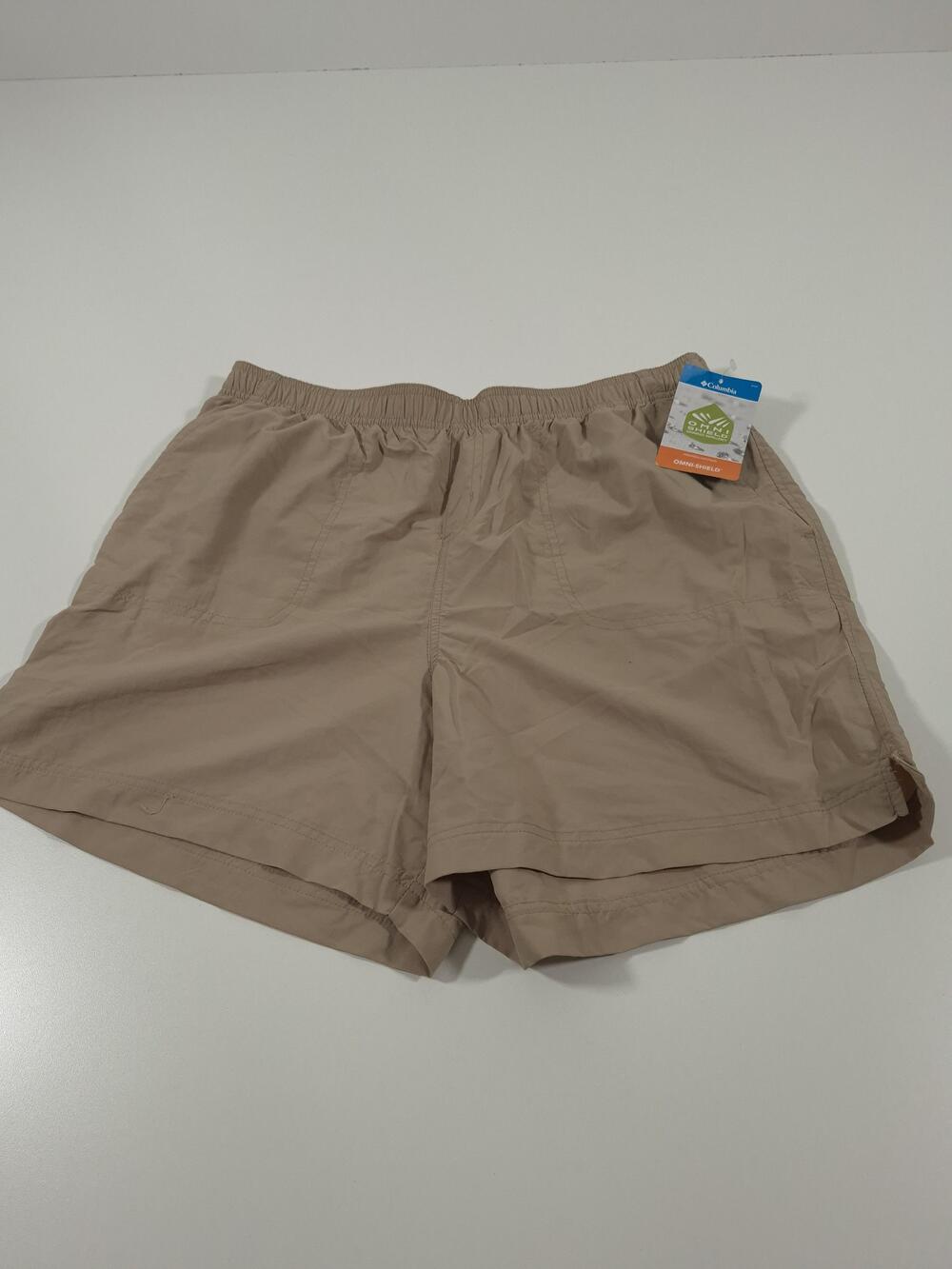 Columbia Omni-Shield Shorts Womens Large Beige 5 Inseam Lined Quick Dry Hiking